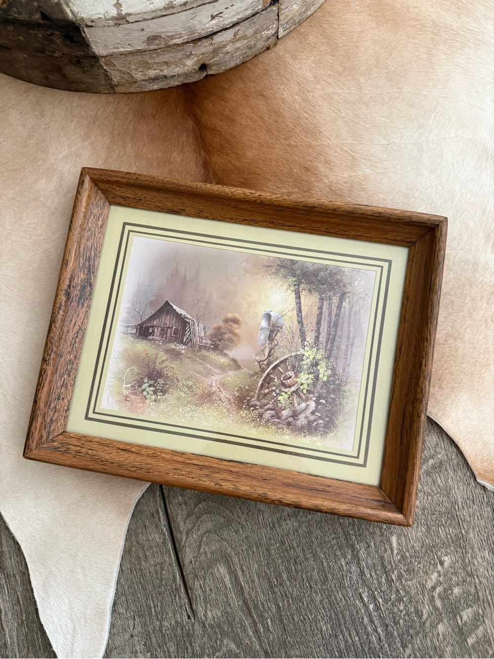 Vintage Andres Orpinas Barn Framed Matted Print